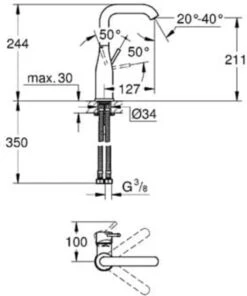 GROHE Essence New Wastafelkraan - Met EcoJoy® - Draaibare Uitloop - Zonder Waste - Chroom - 23541001 23 GROHE Essence New Wastafelkraan - Met EcoJoy® - Draaibare Uitloop - Zonder Waste - Chroom - 23541001 -Badkamer Wijs 1000x1200 22
