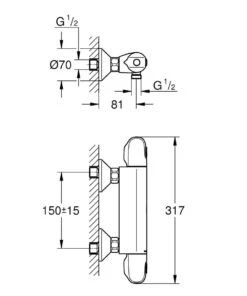 GROHE Grohtherm 1000 New Thermostatische Douchekraan - 15cm - Met Koppelingen - EcoJoy® - CoolTouch - Chroom - 34143003 23 GROHE Grohtherm 1000 New Thermostatische Douchekraan - 15cm - Met Koppelingen - EcoJoy® - CoolTouch - Chroom - 34143003 -Badkamer Wijs 1000x1200 24