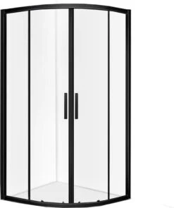 Merkloos Douchecabine - 90x90x200 - Kwartrond - Mat Zwart - Schuifdeur - Hoekinstap