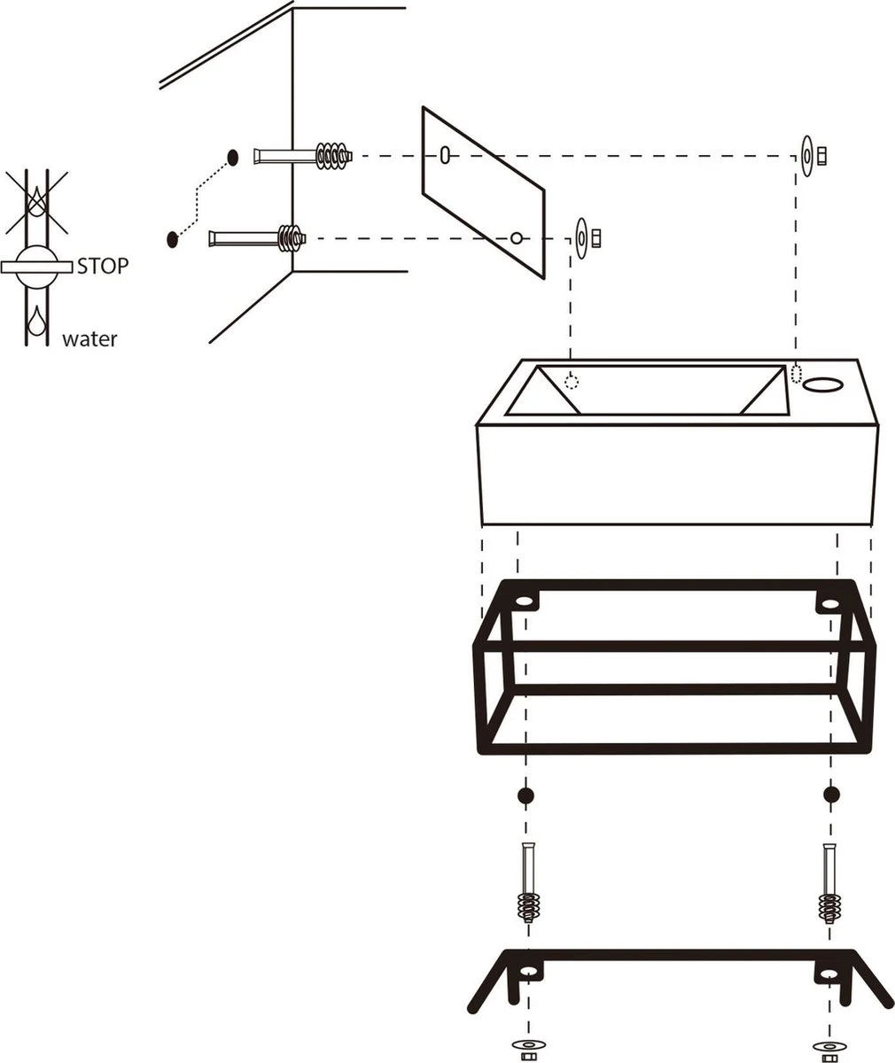 Differnz Force Fonteinset - Wasbak Keramiek - Wit - Rechte Kraan - Mat Zwart - Standaard Greep - 40 X 22 X 11.5 Cm - Met Handdoekrek - Zwart 13 Differnz Force Fonteinset - Wasbak Keramiek - Wit - Rechte Kraan - Mat Zwart - Standaard Greep - 40 X 22 X 11.5 Cm - Met Handdoekrek - Zwart - Afbeelding 11