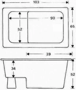 Zitbad Vrijstaand Marinella Rechthoek 65x105x52cm Polypropyleen Mat Wit -Badkamer Wijs 1011x1200