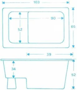 Saqu Zitbad - Mobiel Bad - 103x65cm - Wit - Incl Bijbehorende Poot En Zonder Afvoer -Badkamer Wijs 1018x1200