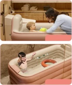 Merkloos Opblaasbaar Bad - Roze - Inclusief Air-Pomp - 1.6 Meter - Opblaasbaar Ligbad - Opblaasbare Badkuip - Zitbad -Badkamer Wijs 1018x1200 5