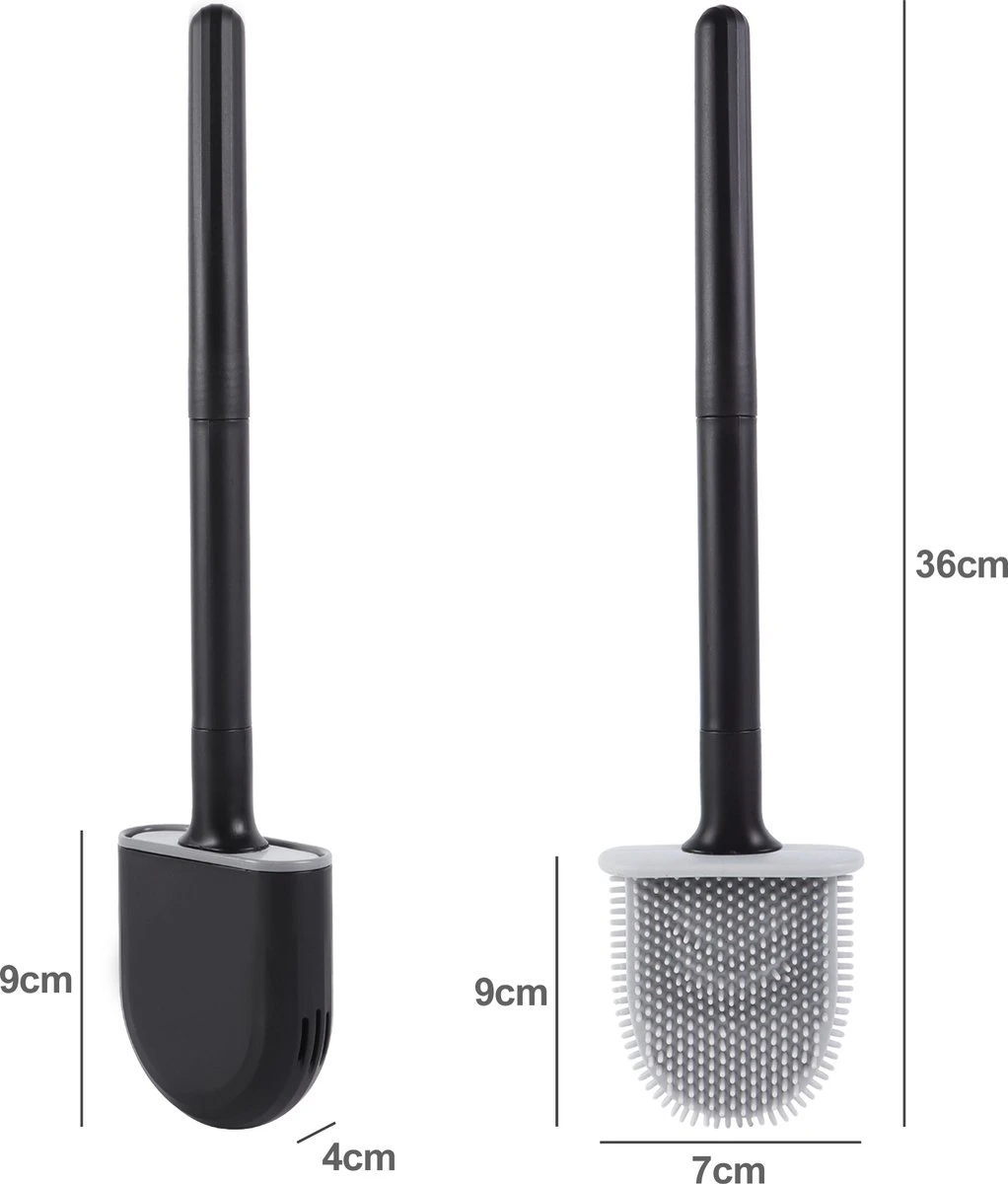 WC Borstel – Siliconen – Zwart – WC Borstel Met Houder – Vrijstaand – Hangend – WC Borstel En Houder – WC Borstel Zwart 8 WC Borstel – Siliconen – Zwart – WC Borstel Met Houder – Vrijstaand – Hangend – WC Borstel En Houder – WC Borstel Zwart - Afbeelding 6