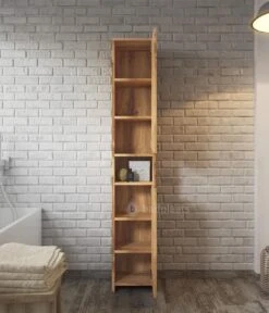 Badplaats Badkamerkast Nemo 32 Cm X 29 Cm X 167 Cm - Eiken - Staande Kolomkast Met Twee Deuren -Badkamer Wijs 1029x1200 4