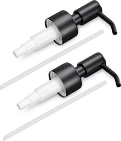 Navaris Roestvrijstalen Zeepdispenserkop Set X2 - Opschroefbare Pompkop Voor Flessen - 26-28 Mm Mondstuk Voor Vloeistof, Lotion - Zwart -Badkamer Wijs 1031x1200