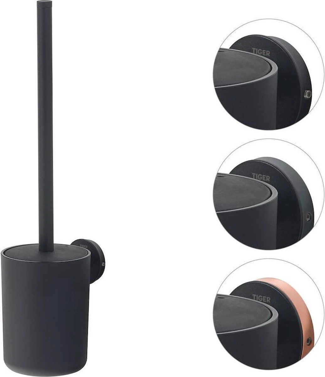 Tiger Urban Toiletaccessoireset - Toiletborstel Met Houder - Toiletrolhouder Met Klep - Handdoekhaak - Zwart 7 Tiger Urban Toiletaccessoireset - Toiletborstel Met Houder - Toiletrolhouder Met Klep - Handdoekhaak - Zwart - Afbeelding 5