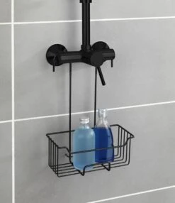 WENKO Doucherek Milo 25x36cm RVS Zwart - Doucherek Zonder Boren - Doucherek Hangend Zwart -Badkamer Wijs 1037x1200 1