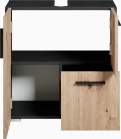 Badplaats Wastafel Onderkast Mars 60 Cm X 30 Cm X 60 Cm - Zwart Met Eiken - Badkamerkast – Staand Wastafelmeubel 8 Badplaats Wastafel Onderkast Mars 60 Cm X 30 Cm X 60 Cm - Zwart Met Eiken - Badkamerkast – Staand Wastafelmeubel -Badkamer Wijs 1039x1200 5