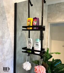 MD Creations ® – Doucherek Zonder Boren - Hangend Met Zuignappen Aan Douchewand – Douchebakje - Doucherek Haak - RVS - 74 X 25 X 10 Cm -Badkamer Wijs 1040x1200