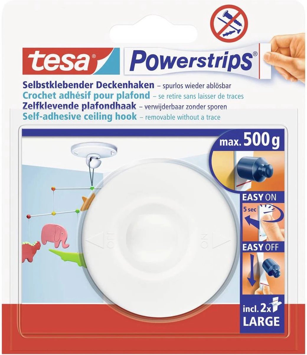Tesa Powerstrips Plafondhaak - Wit 11 Tesa Powerstrips Plafondhaak - Wit - Afbeelding 9