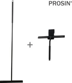 PROSIN - SET VAN VLOER + HANDWISSER - Raamwisser - Vloerwisser - Douchetrekker - Raamtrekker - Wisser - Mat Zwart - Wiper - Squeegee - Bathroom - Vloertrekker - Vloertrekker Met Steel - Floor Wiper - Aftrekker - RVS - Zwart - Design - Wisser