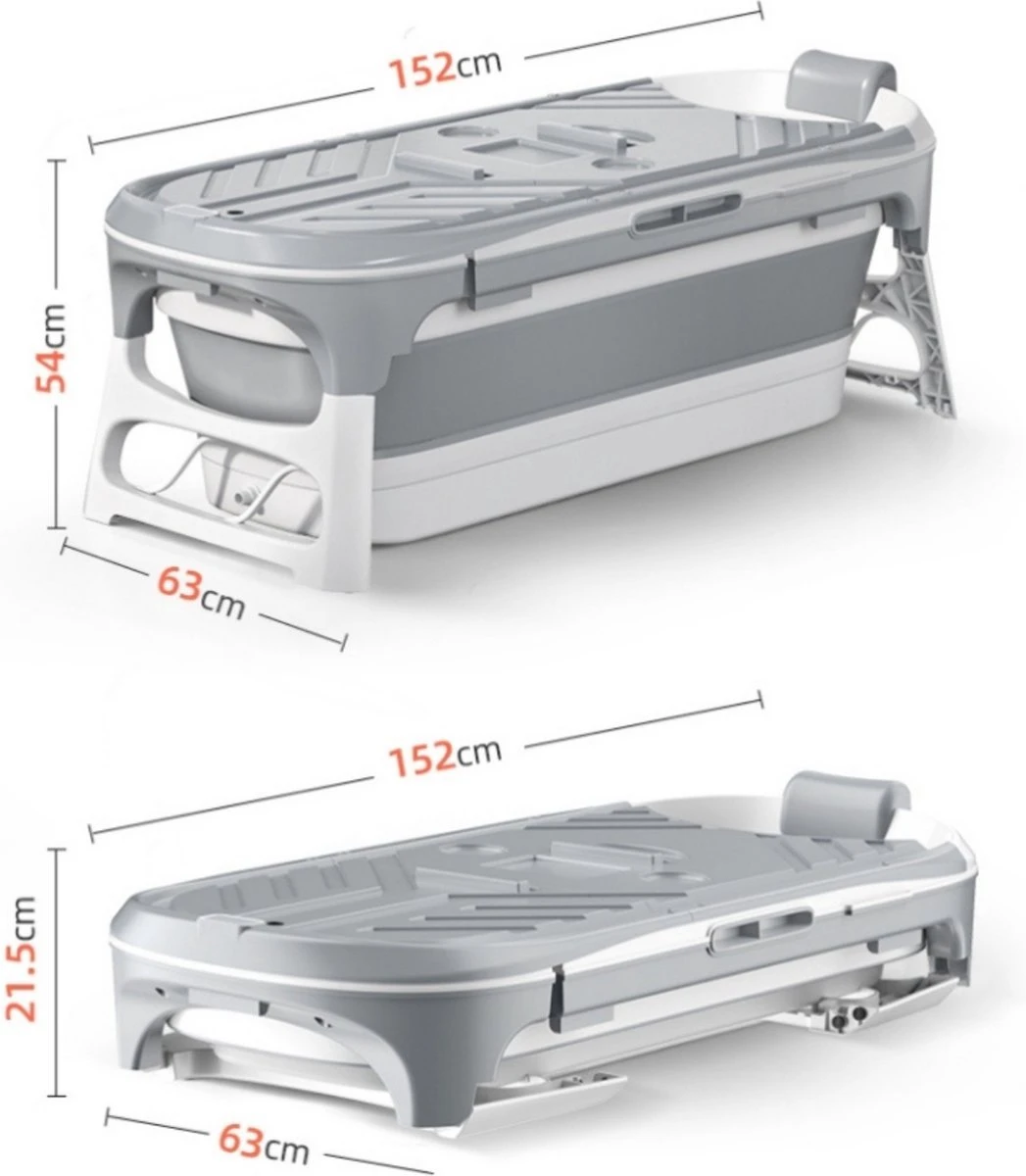 Livista® - Opvouwbaar Bad - Stoombad Grijs - Zitbad - Inklapbaar - Bath Bucket - 152 CM LANG - XL - Incl. Rugkussen, Stoommachine En Bad Accessoires 5 Livista® - Opvouwbaar Bad - Stoombad Grijs - Zitbad - Inklapbaar - Bath Bucket - 152 CM LANG - XL - Incl. Rugkussen, Stoommachine En Bad Accessoires - Afbeelding 3