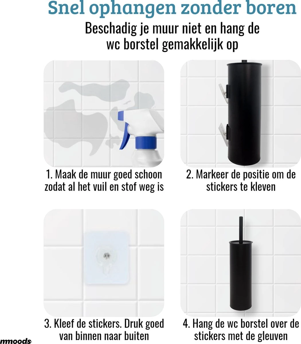 Mmoods WC Borstel Met Houder Hangend Zwart - Toiletborstel Siliconen Industrieel Design 8 Mmoods WC Borstel Met Houder Hangend Zwart - Toiletborstel Siliconen Industrieel Design - Afbeelding 6