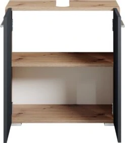 Wastafelkast Jupiter 60 X 30 X 60 Cm Eiken Met Grijs, Badkamerkast Staand -Badkamer Wijs 1052x1200 5