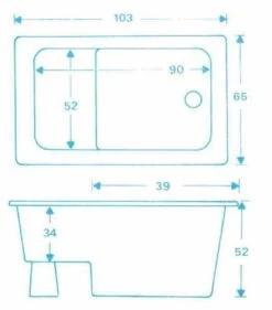 Zitbad Vrijstaand Marinella Rechthoek 65x105x52cm Polypropyleen Mat Wit -Badkamer Wijs 1053x1200
