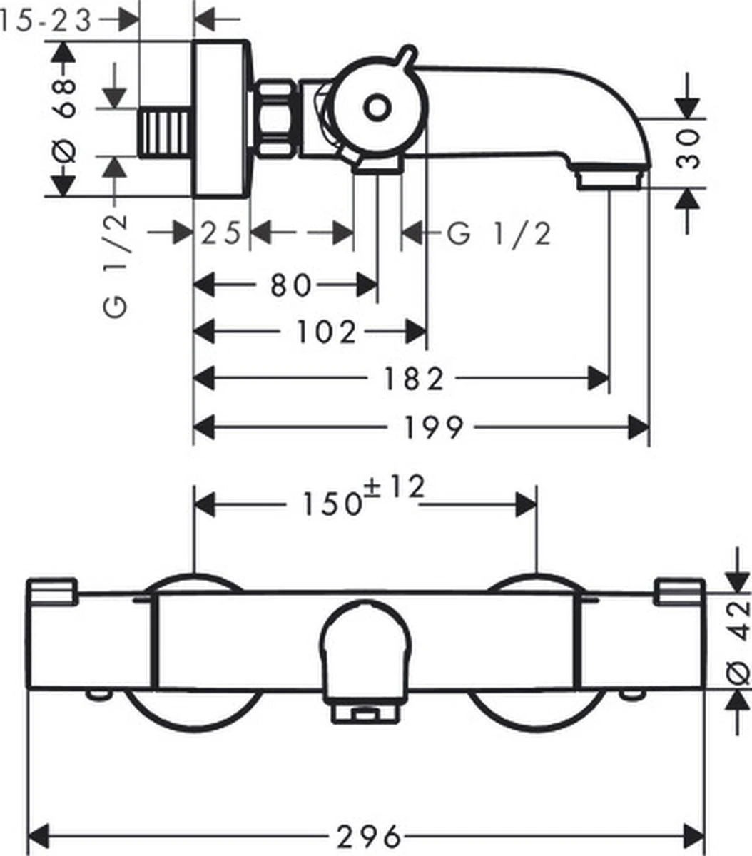 Hansgrohe Ecostat 1001CL Badthermostaat - Chroom 10 Hansgrohe Ecostat 1001CL Badthermostaat - Chroom - Afbeelding 8