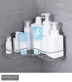 Doucherek Zonder Boren - RVS - Zelfklevend Doucherekje - Hangend – Hoek – Inclusief 2 Muurstickers -Badkamer Wijs 1062x1200 1