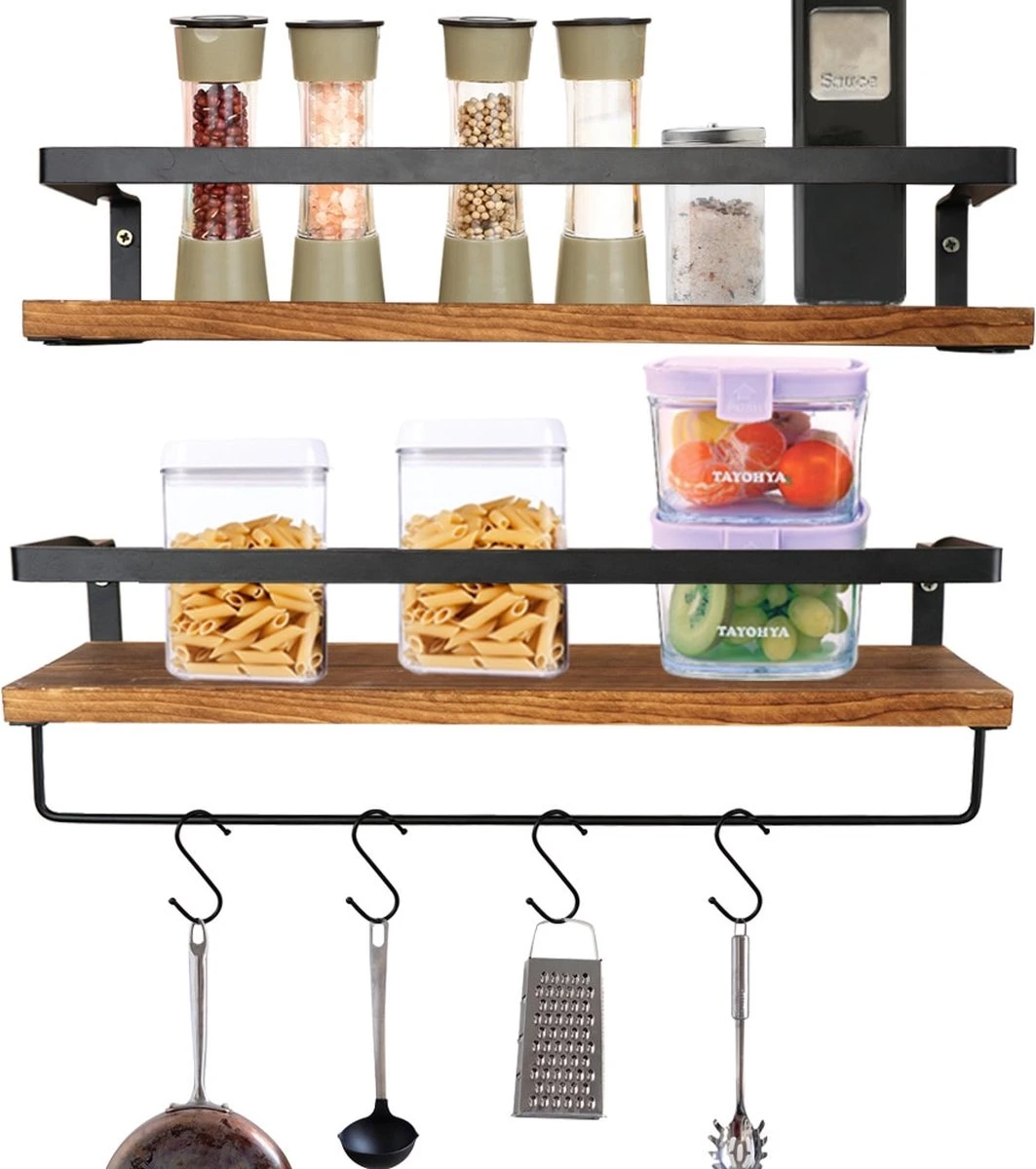 Zwevende Wandplank - 2 Stuks - 40cm - Handdoekhouder En 8 Haakjes - Badkamerplank Decoratieve Muur Opbergplanken Voor Badkamer Slaapkamer, Woonkamer, Keuken Plank 10 Zwevende Wandplank - 2 Stuks - 40cm - Handdoekhouder En 8 Haakjes - Badkamerplank Decoratieve Muur Opbergplanken Voor Badkamer Slaapkamer, Woonkamer, Keuken Plank - Afbeelding 8