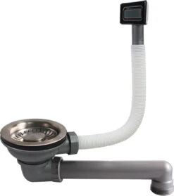 Korfplug Met Overloop Voor Mizzo Spoelbakken 3.5" | Gootsteen Afvoerplug | Crepine | Spoelunit Zeef | RVS