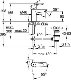 GROHE QuickFix Start Waterbesparende Wastafelkraan - Met EcoJoy® - Incl. Pop-up Waste - Chroom - 31137002 -Badkamer Wijs 1067x1200 2