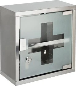 Hoffmanns RVS Medicijnkastje - Glazen Medicijnkast - Badkamerkast - 25x25x12 Cm -Badkamer Wijs 1069x1200 5