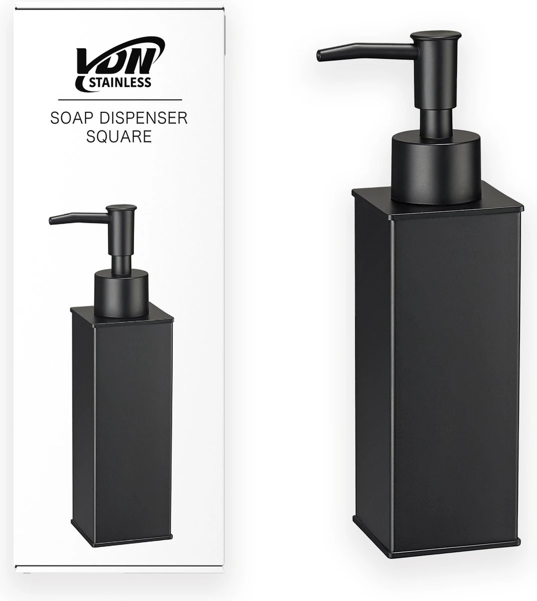 VDN Stainless Zeeppompje - Zeepdispenser - Zeeppompje Vrijstaand - Zwart - Vierkant - RVS 9 VDN Stainless Zeeppompje - Zeepdispenser - Zeeppompje Vrijstaand - Zwart - Vierkant - RVS - Afbeelding 7