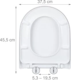 Relaxdays Wc Bril Softclose - D-vorm - Toiletbril Universeel - Toiletdeksel Plastic - Wit -Badkamer Wijs 1073x1200