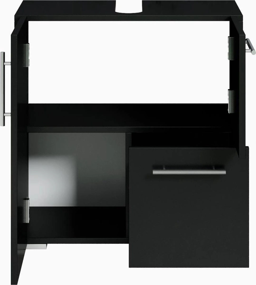 Badplaats Wastafel Onderkast Mars 60 Cm X 30 Cm X 60 Cm - Zwart - Badkamerkast – Staand Wastafelmeubel 4 Badplaats Wastafel Onderkast Mars 60 Cm X 30 Cm X 60 Cm - Zwart - Badkamerkast – Staand Wastafelmeubel - Afbeelding 2