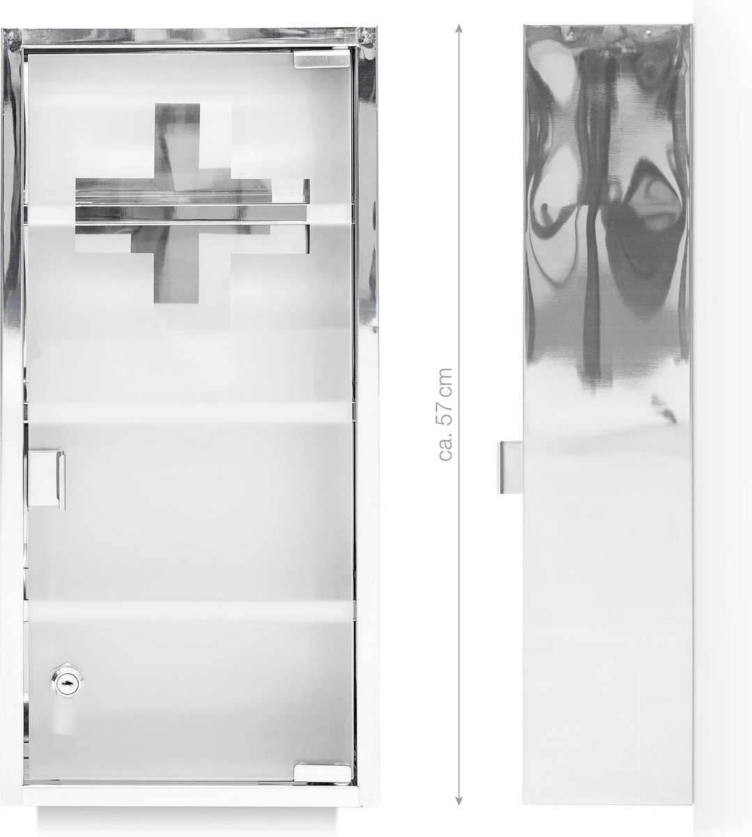 Relaxdays Medicijnkastje Rvs - Met Slot - Afsluitbare Medicijnkast - Hangend - Badkamer 11 Relaxdays Medicijnkastje Rvs - Met Slot - Afsluitbare Medicijnkast - Hangend - Badkamer - Afbeelding 9