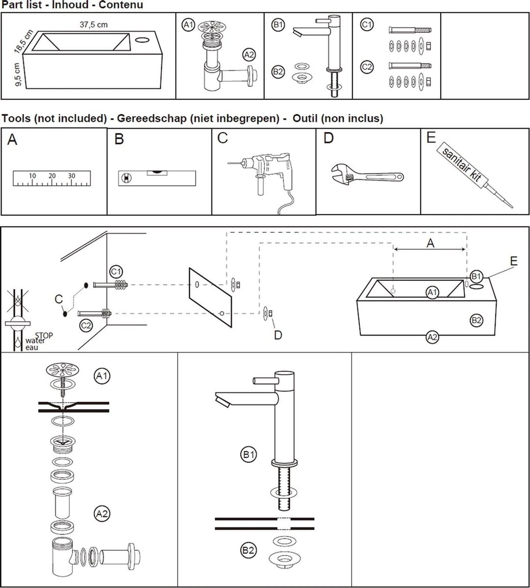 Differnz Helios Fonteinset - Wasbak Keramiek - Wit - Rechte Kraan - Chroom - Standaard Greep - 36 X 18 X 9 Cm 10 Differnz Helios Fonteinset - Wasbak Keramiek - Wit - Rechte Kraan - Chroom - Standaard Greep - 36 X 18 X 9 Cm - Afbeelding 8