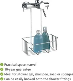 WENKO Doucherek Milo 25x36cm RVS Glanzend - Doucherek Zonder Boren - Doucherek Hangend -Badkamer Wijs 1083x1200