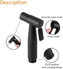 Merkloos Bidet Handdouche - Shattaf - Bidet Sproeier - Bidetkraan - Handheld Bidet Spray Met 120 Cm Doucheslang / Houder- Zwart -Badkamer Wijs 1083x1200 7
