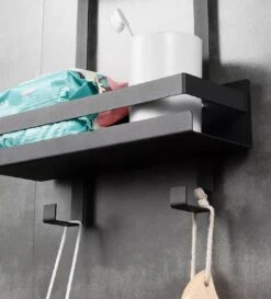 Doucherek Hangend - Ophangbaar Doucherek Matzwart - Twee Lagen - Badkamerrek - Doucherek Zonder Boren - 2 Laags - Badkamer Accessoires -Badkamer Wijs 1086x1200 4