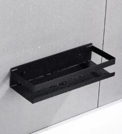 Merkloos Doucherek- Douchemand- Badkamerrek- Badkamer Organiser- Badkamer Organizer-Rekje Voor In De Douche- Badkamer Plank-Rekje Voor Shampoo- RVS- Zonder Boren- Zelfklevend- Rechthoek Vorm- Met Of Zonder Schroeven- Ophangbaar- Met Lijm- 40 Cm- Zwart -Badkamer Wijs 1095x1200 3