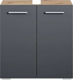 Wastafelkast Jupiter 60 X 30 X 60 Cm Eiken Met Grijs, Badkamerkast Staand -Badkamer Wijs 1099x1200 6