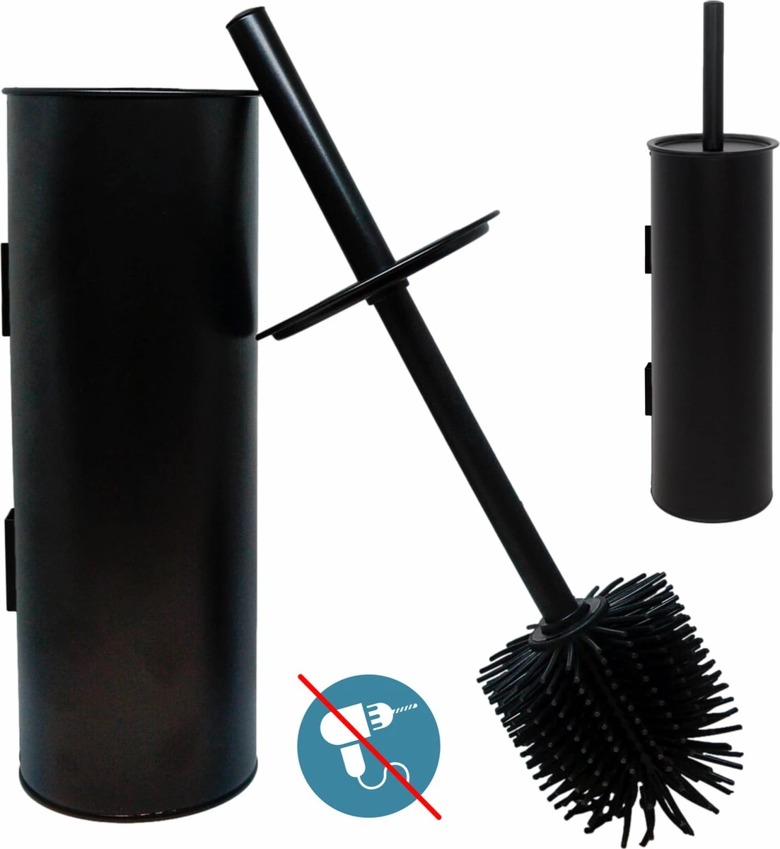 Mmoods WC Borstel Met Houder Hangend Zwart - Toiletborstel Siliconen Industrieel Design 3 Mmoods WC Borstel Met Houder Hangend Zwart - Toiletborstel Siliconen Industrieel Design