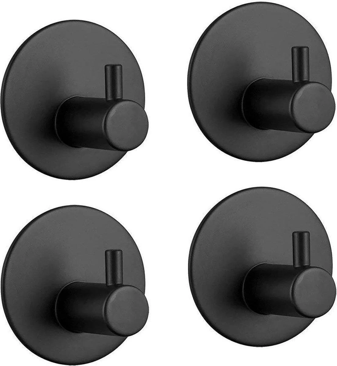 Merkloos Handdoekhaakjes Set Zelfklevend Handdoekhouders Voor Badkamer En Keuken - 4 Stuks - RVS Mat Zwart 3 Merkloos Handdoekhaakjes Set Zelfklevend Handdoekhouders Voor Badkamer En Keuken - 4 Stuks - RVS Mat Zwart
