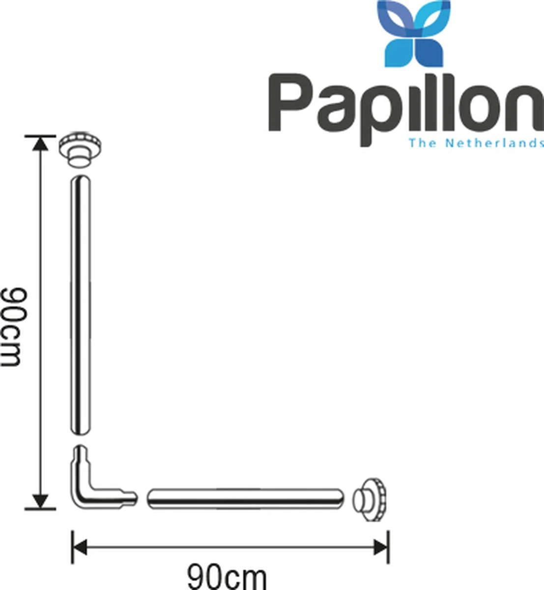 Papillon Douchegordijnstang - 90x90 Cm - Aluminium - Wit 6 Papillon Douchegordijnstang - 90x90 Cm - Aluminium - Wit - Afbeelding 4