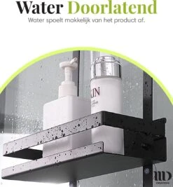 MD Creations ® – Doucherek Zonder Boren - Hangend Met Zuignappen Aan Douchewand – Douchebakje - Doucherek Haak - RVS - 74 X 25 X 10 Cm -Badkamer Wijs 1110x1200