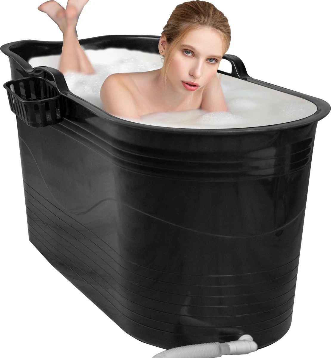 LIFEBATH - Zitbad Mira - Bath Bucket XL - Inclusief Hoofdkussen - 400L - Ligbad 122 Cm - Zwart 4 LIFEBATH - Zitbad Mira - Bath Bucket XL - Inclusief Hoofdkussen - 400L - Ligbad 122 Cm - Zwart - Afbeelding 2