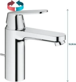 GROHE Eurosmart Cosmopolitan Wastafelkraan - Met EcoJoy - Trekwaste - Chroom - 2339600E -Badkamer Wijs 1119x1200 6
