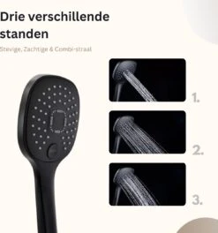Belliese Doucheset Select - Luxe Douchekop - Doucheslang - Douchekophouder - Douchekop Met Slang - Waterbesparende Douchekop - Badkamer Accessoires - Montage Zonder Boren - 3 Standen - Zwart - Select Knop -Badkamer Wijs 1123x1200 8