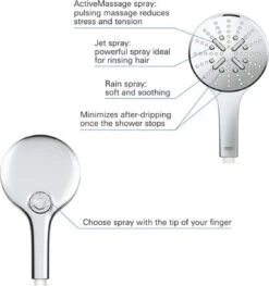 GROHE Rainshower SmartActive 130 Douchekop - Ø 13 Cm - EcoJoy® - 3 Straalsoorten - 26574000 -Badkamer Wijs 1125x1200 1