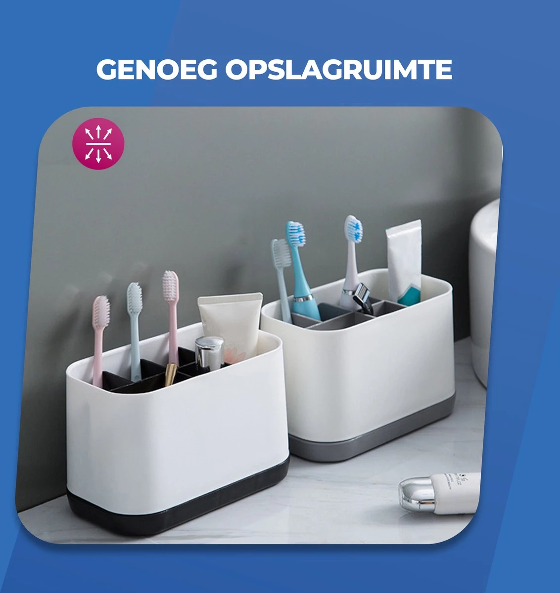 Roegaarden Tandenborstelhouder – Badkamer Organizer – 6 Sorteervakken - Met Lekbak -Wit 7 Roegaarden Tandenborstelhouder – Badkamer Organizer – 6 Sorteervakken - Met Lekbak -Wit - Afbeelding 5