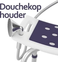Sanicraft® Douchekruk - In Hoogte Verstelbaar - Douchekrukje - Roestvrij - 150kg Draagkracht - Comfortabel Zitkussen - Inclusief Douchekophouder, Handgrepen, Anti Slip Poten -Badkamer Wijs 1132x1200 10