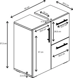 Badplaats Wastafel Onderkast Mars 60 Cm X 30 Cm X 60 Cm - Wit - Badkamerkast – Staand Wastafelmeubel -Badkamer Wijs 1132x1200 9
