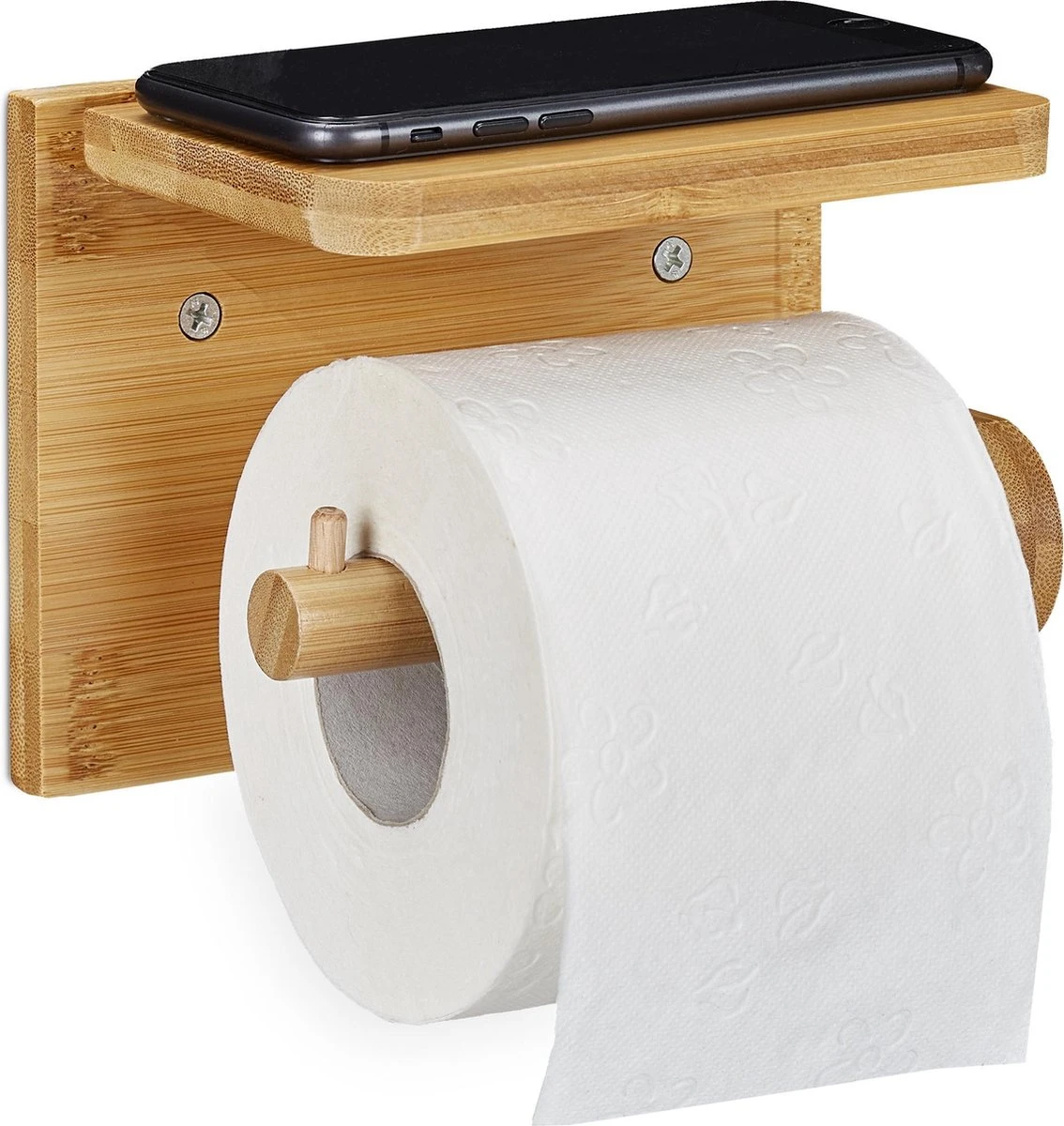Relaxdays Toiletrolhouder Met Plankje - Wc-rolhouder Bamboe - Rolhouder Toilet - Hout 3 Relaxdays Toiletrolhouder Met Plankje - Wc-rolhouder Bamboe - Rolhouder Toilet - Hout