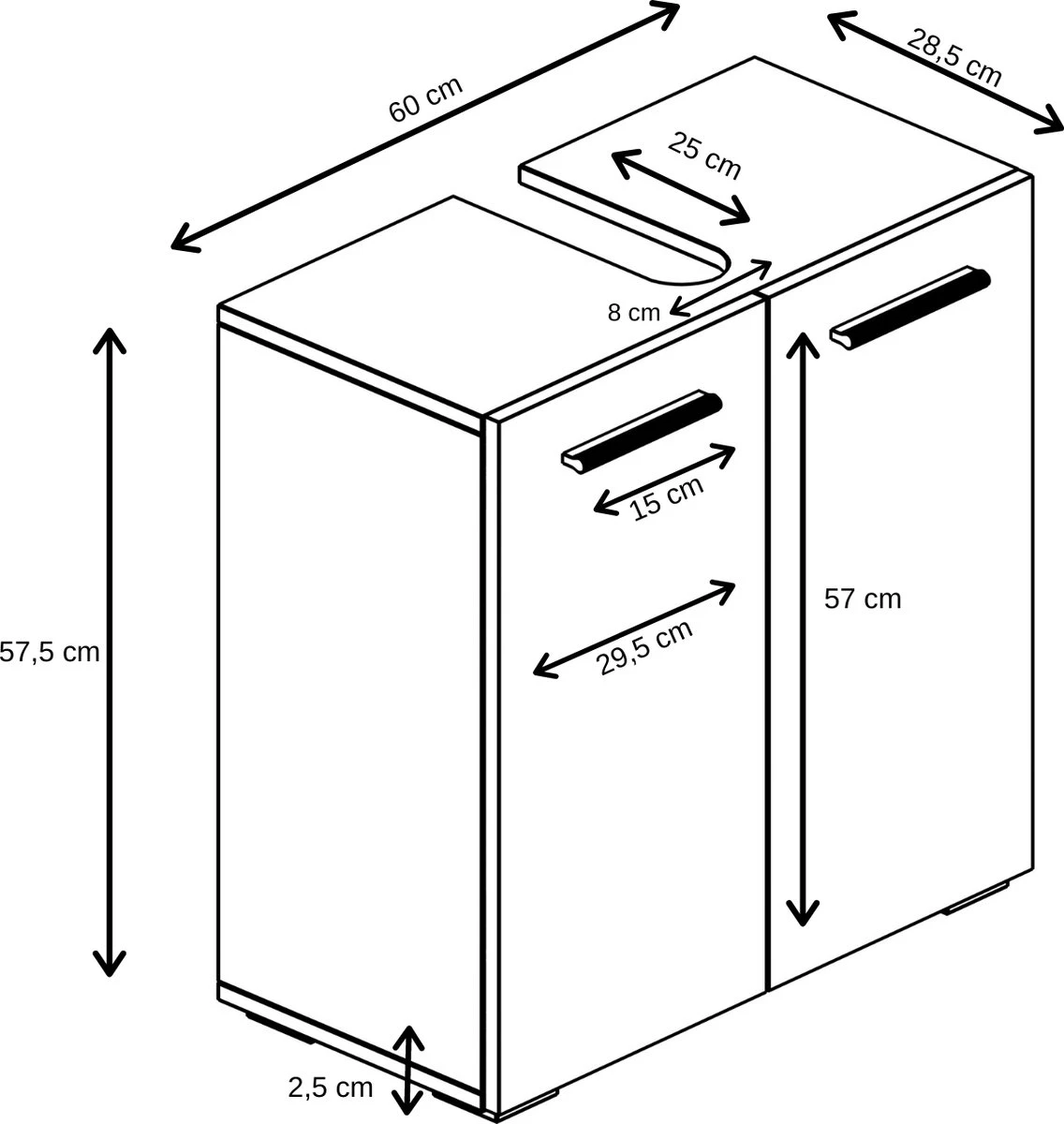 Badplaats Wastafel Onderkast Jupiter 60 Cm X 30 Cm X 60 Cm - Zwart - Badkamerkast – Staand Wastafelmeubel 7 Badplaats Wastafel Onderkast Jupiter 60 Cm X 30 Cm X 60 Cm - Zwart - Badkamerkast – Staand Wastafelmeubel - Afbeelding 5
