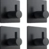 4x Zelfklevende Handdoekhaakjes Haakjes Ophanghaakjes Haken Zwart